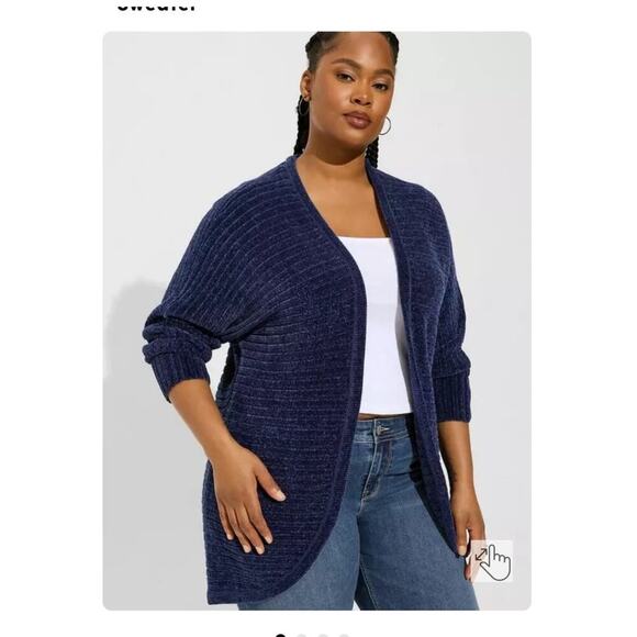 Torrid Chenille Cocoon Open Front Ribbed Sweater / Size-1 - Picture 11 of 14